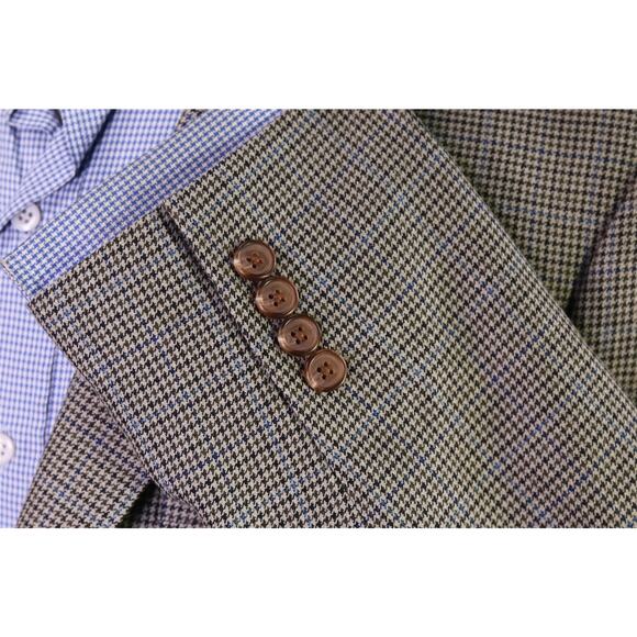 Lauren Ralph Lauren Brown Black Blue Check Silk Wool 2-Btn Sportcoat Blazer 42L - Picture 5 of 7